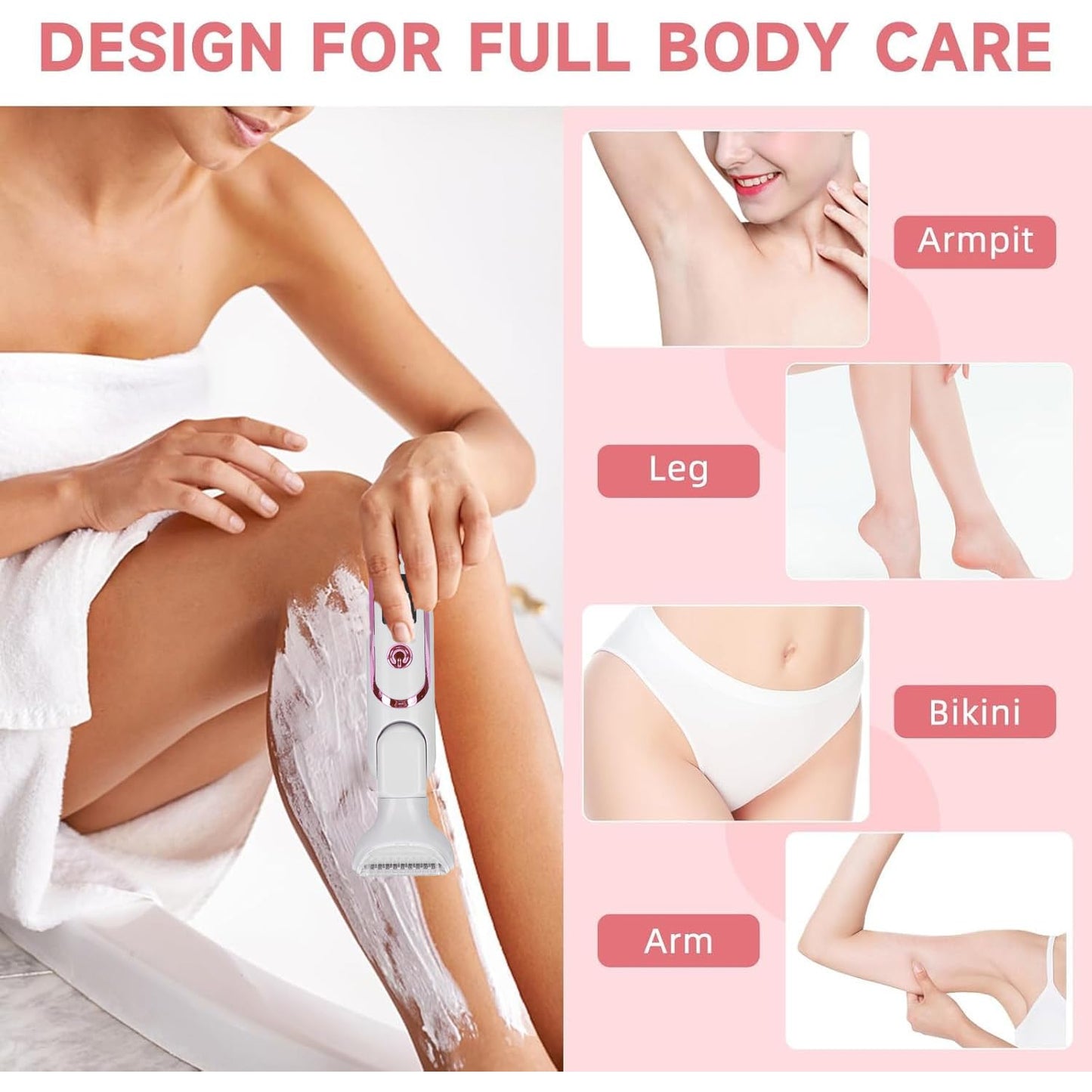 TARSHYRY 5 in 1 Bikini Trimmer for Women, Wet Dry Electric Razors for Shaving, Cordless Rechargeable Pubic Hair Trimmer with Replaceable Heads LED Display for Arms Legs Underarms
