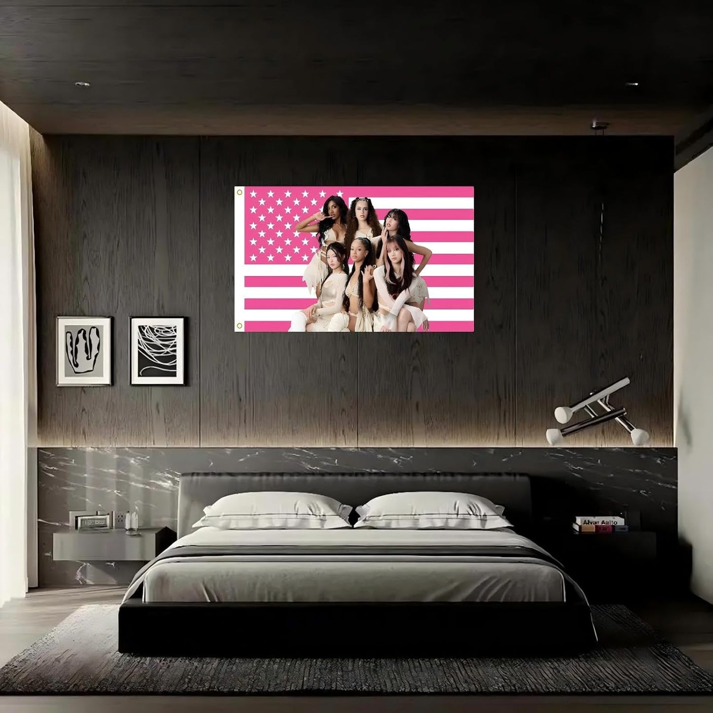 Pink American Flag Tapestry - 3x5 FT Polyester Wall Hanging with Brass Grommets | Single-Sided Print for Bedroom Decor