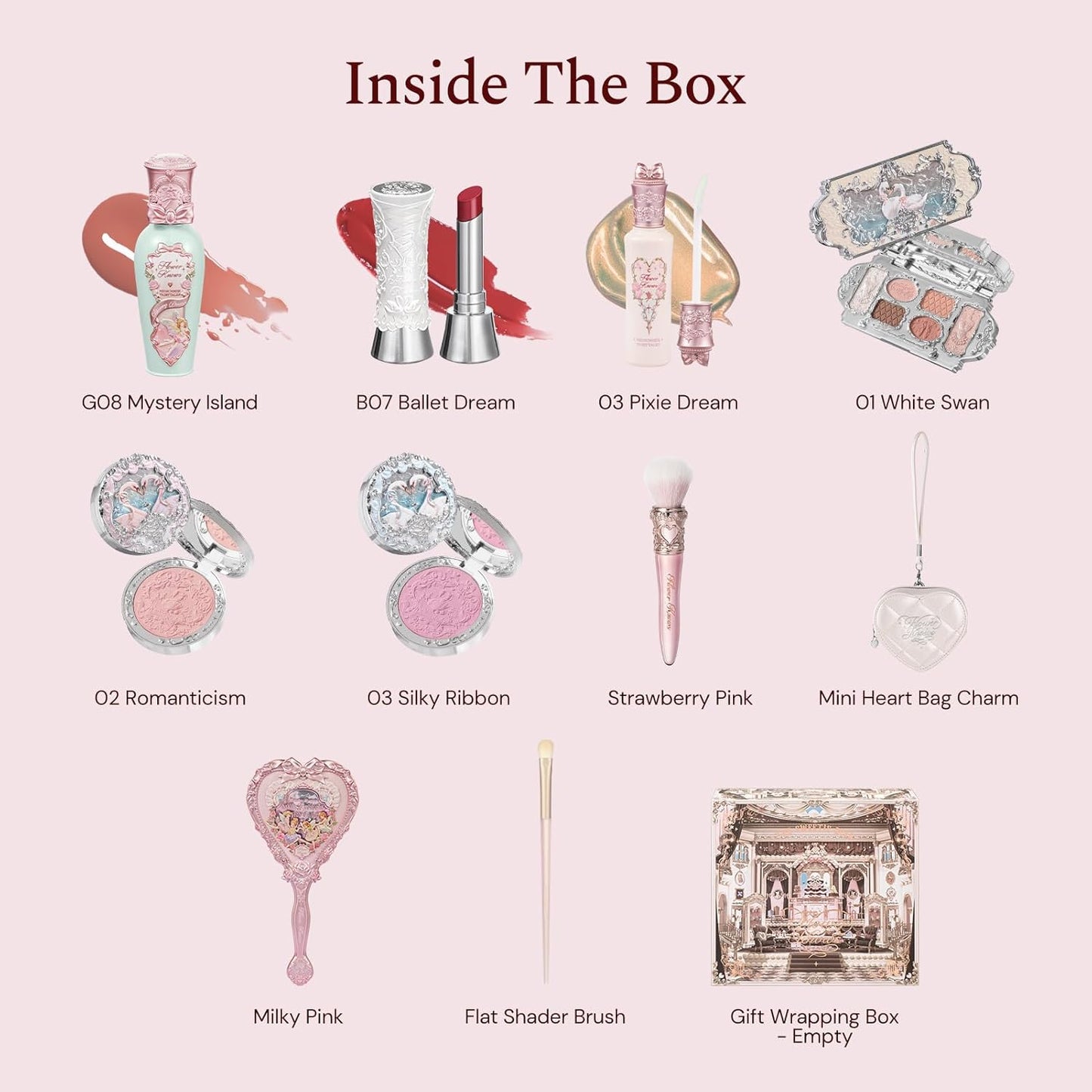 Swan Serenade 11-Piece Makeup Gift Box Set - Palette, Blush, Highlighter, Lip Gloss & More | Perfect for Anniversary & Valentine's Day