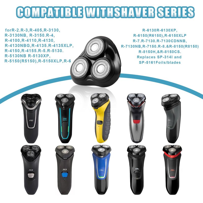 Universal Rotary Shaver Replacement Head Compatible with Remington Shaver Razor Parts for Series R3,R4,R5,R6,R7,R8,SP-3141 and SP-5161 Foils (Black/1Pack)