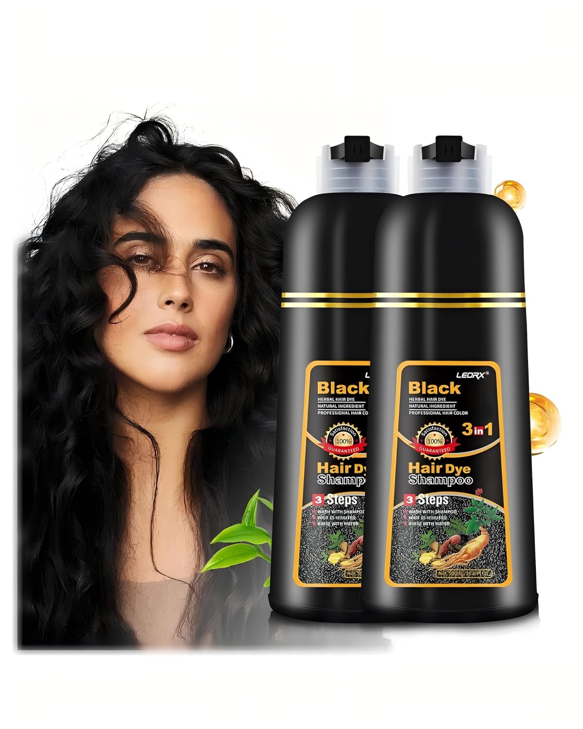 Copper Brown Hair Dye Shampoo - 3 In 1 Herbal Formula for Instant Color Refresh | Unisex Hair Treatment