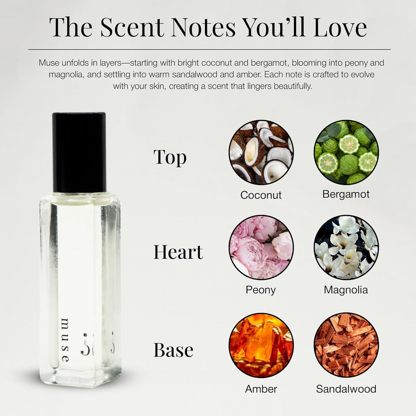 Riddle Oil Muse Roll-On Fragrance - Fruity Citrus Floral Perfume for Women | Mini Rollerball with Coconut, Peony, Magnolia, Bergamot, Sandalwood, Amber