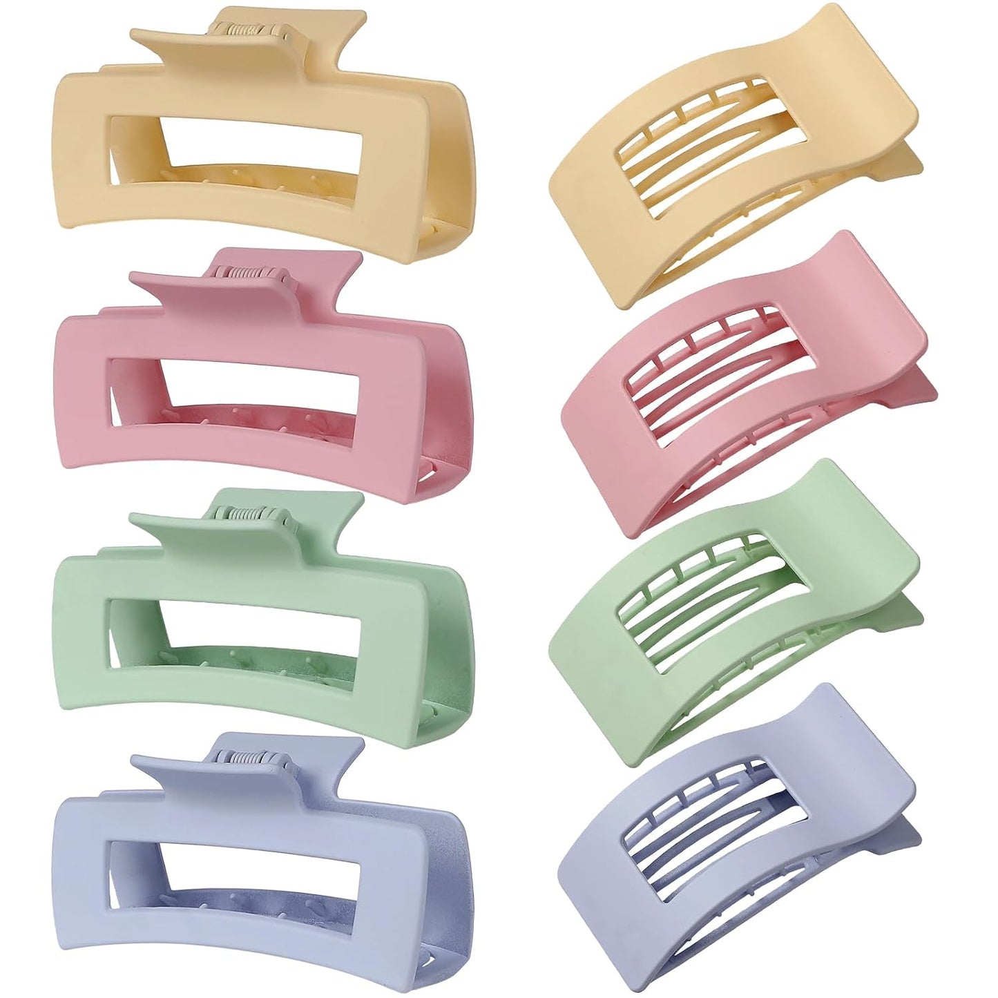Hair Clips for Women - 8 Pack Large Matte No-Slip French Claw Clips | Ideal for Thick & Curly Hair (Brown)