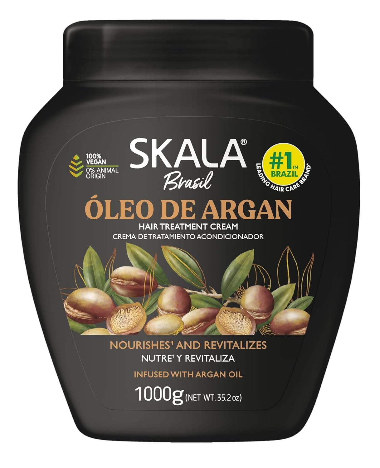 Skala Argan Oil 2-in-1 Treatment Cream | Vegan Leave-In Conditioner for All Hair Types - Deep Hydration, 1000g