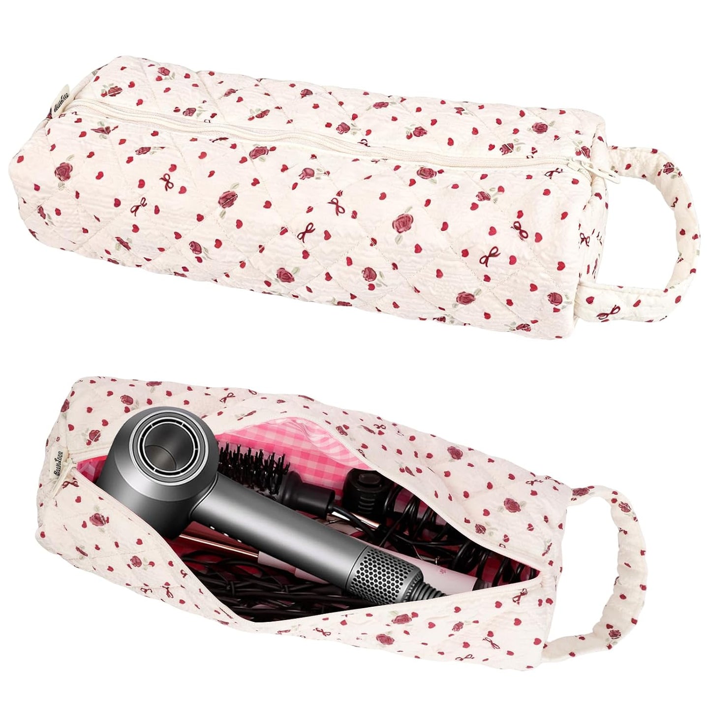 Quilted Travel Bag for Hair Tools - Compatible with Dyson Airwrap & Shark Flexstyle | Large Leopard Organizer