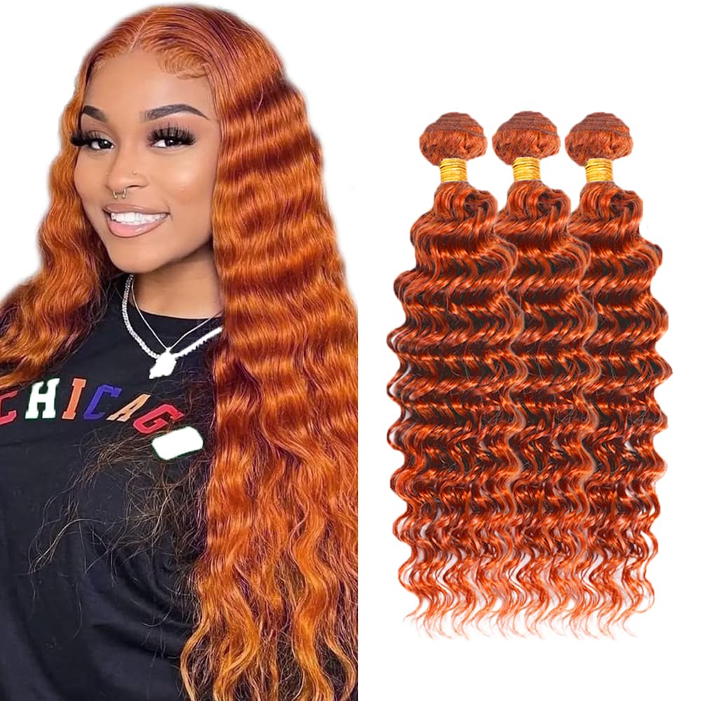 Ginger Bundles Human Hair Ginger Bundles 350 Human Hair Bundle 24 26 28 inch #350 Deep Wave Bundle