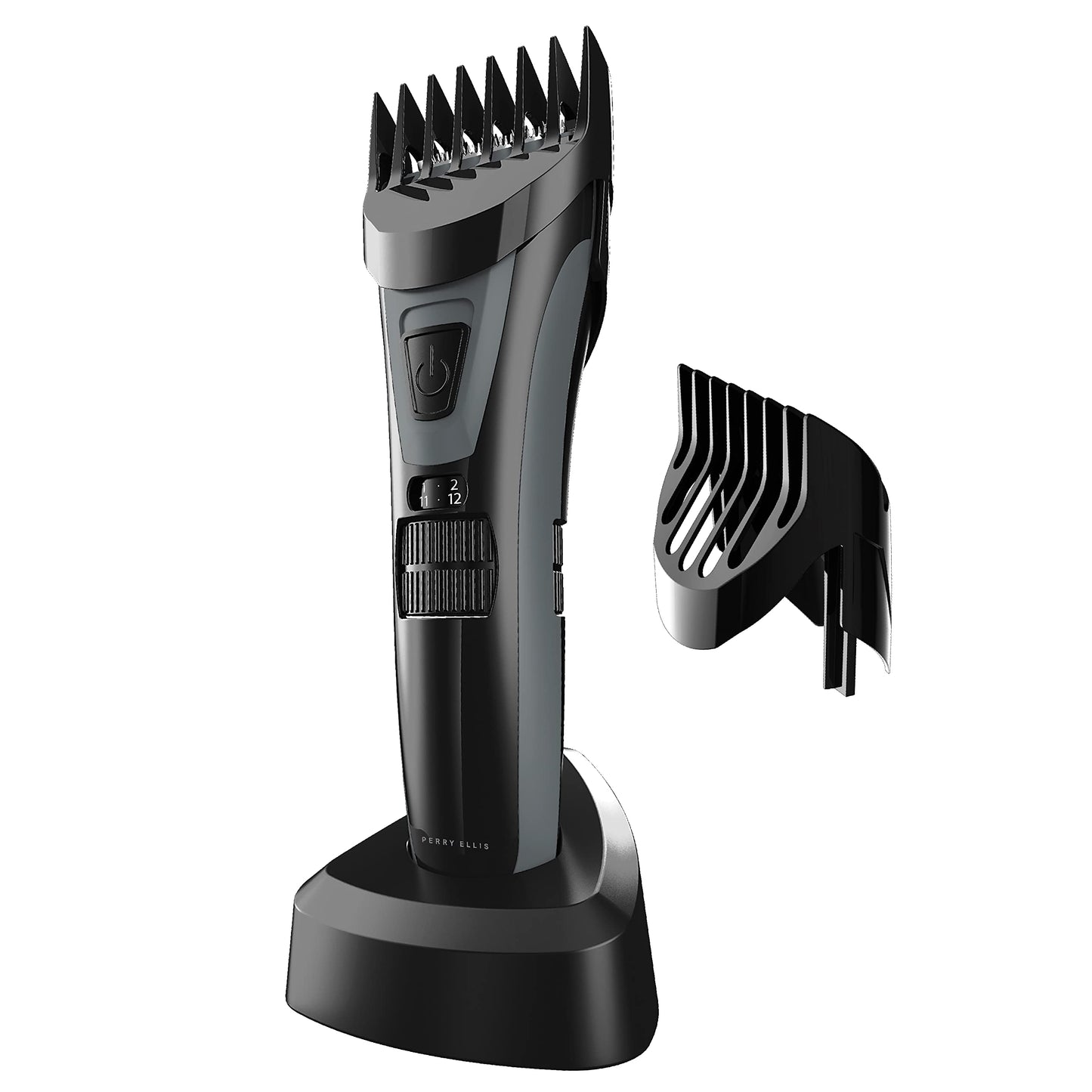 Perry Ellis Precision Trimmer for Men Cordless Electric Hair Clipper with Adjustable Dial 1–20mm, Beard & Mustache Grooming Kit, Charging Stand, USB Adapter, 45 Min Runtime, Cleaning Kit Included