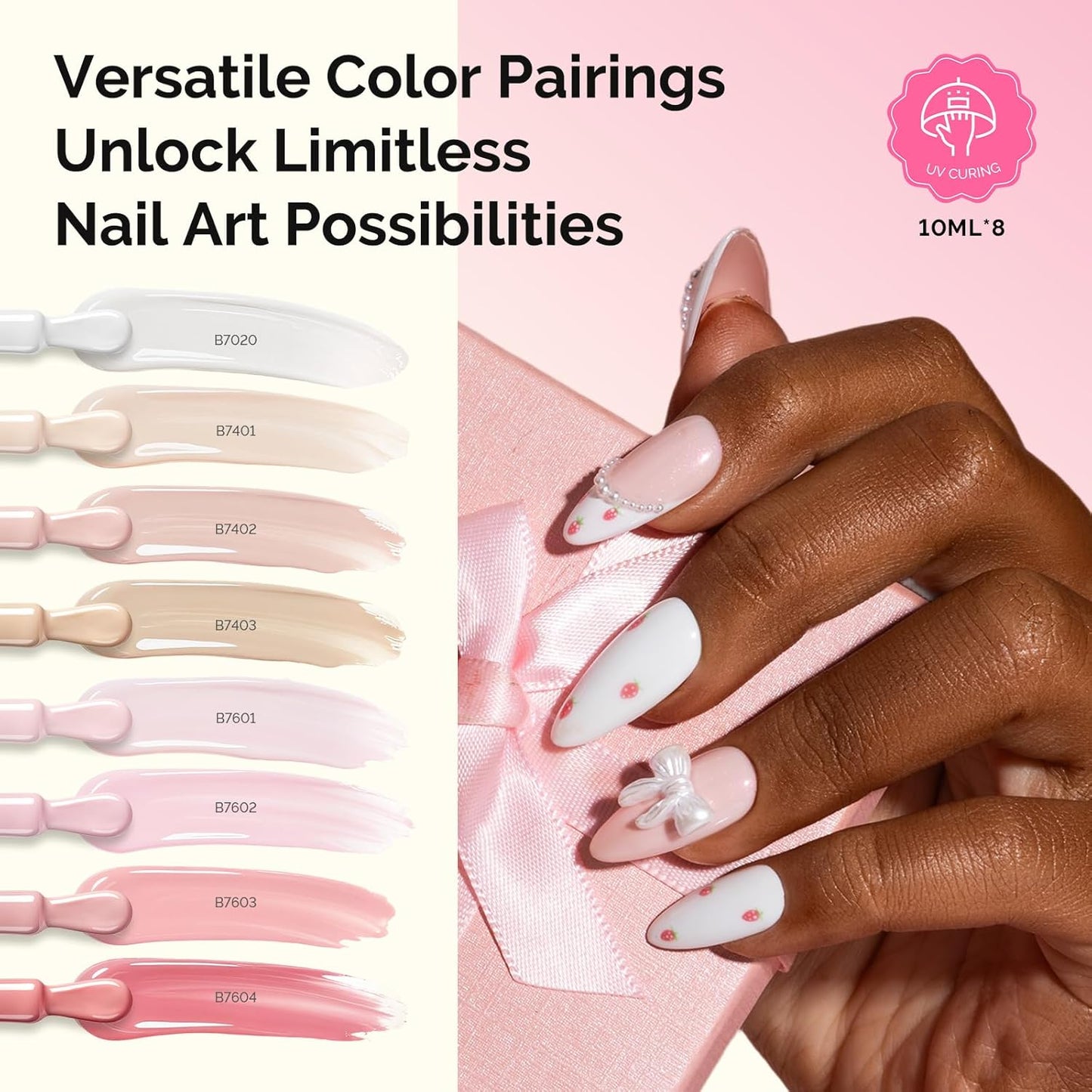 MelodySusie Gel Nail Polish Kit - Cordless UV Nail Lamp with Classic Colors & Plant-Based Gel | Manicure Tools Set