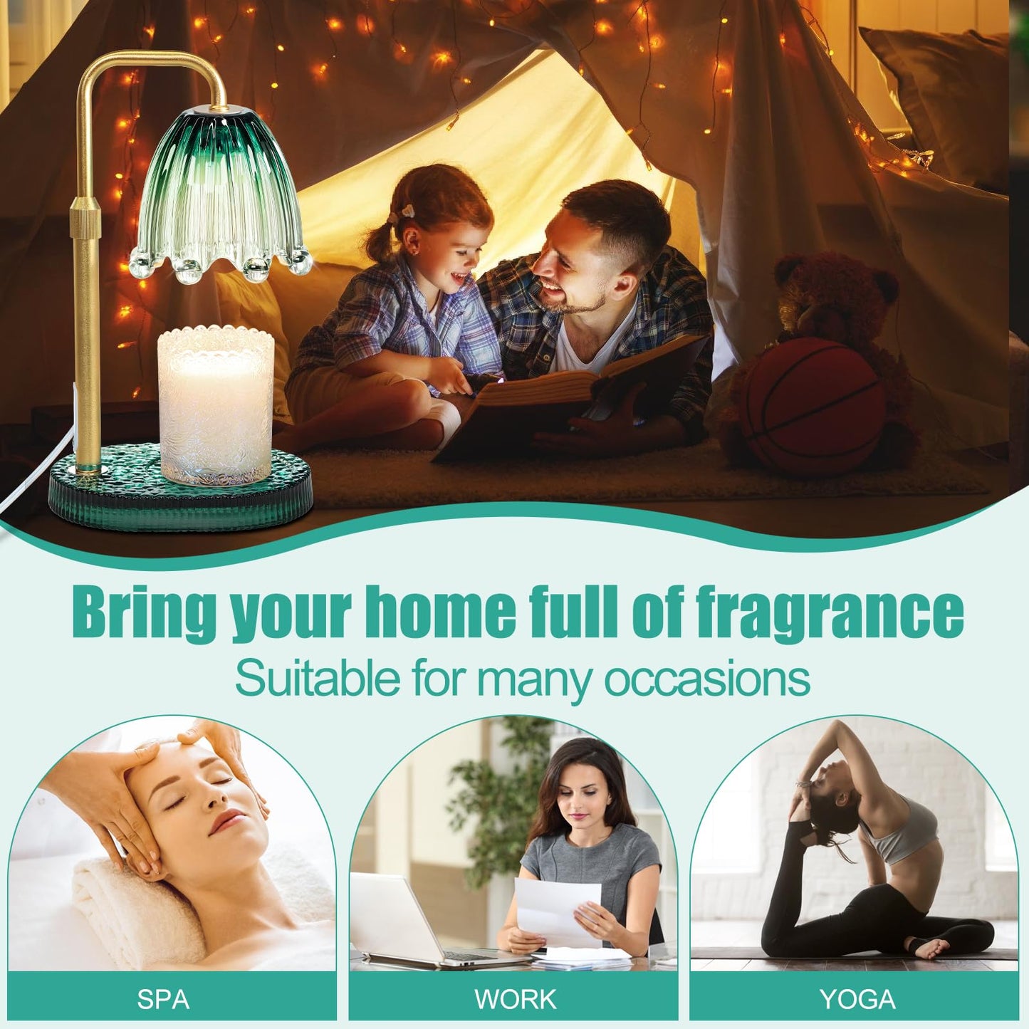 Maromamix Candle Warmer Lamp with Timer - Electric Wax Melt Warmer with Adjustable Height and Dimmer for Scented Candle Wax, Home Fragrance Décor and House Warming Birthday Gifts for Women Mom