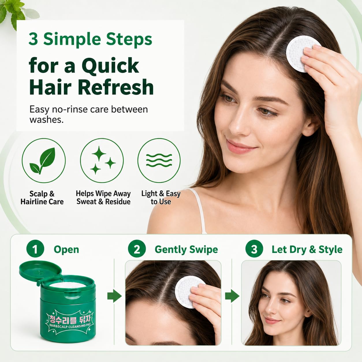 Madeca Hair Cleansing Pads - No-Rinse Hairline Refresh for Post-Workout & Travel | 30 Count