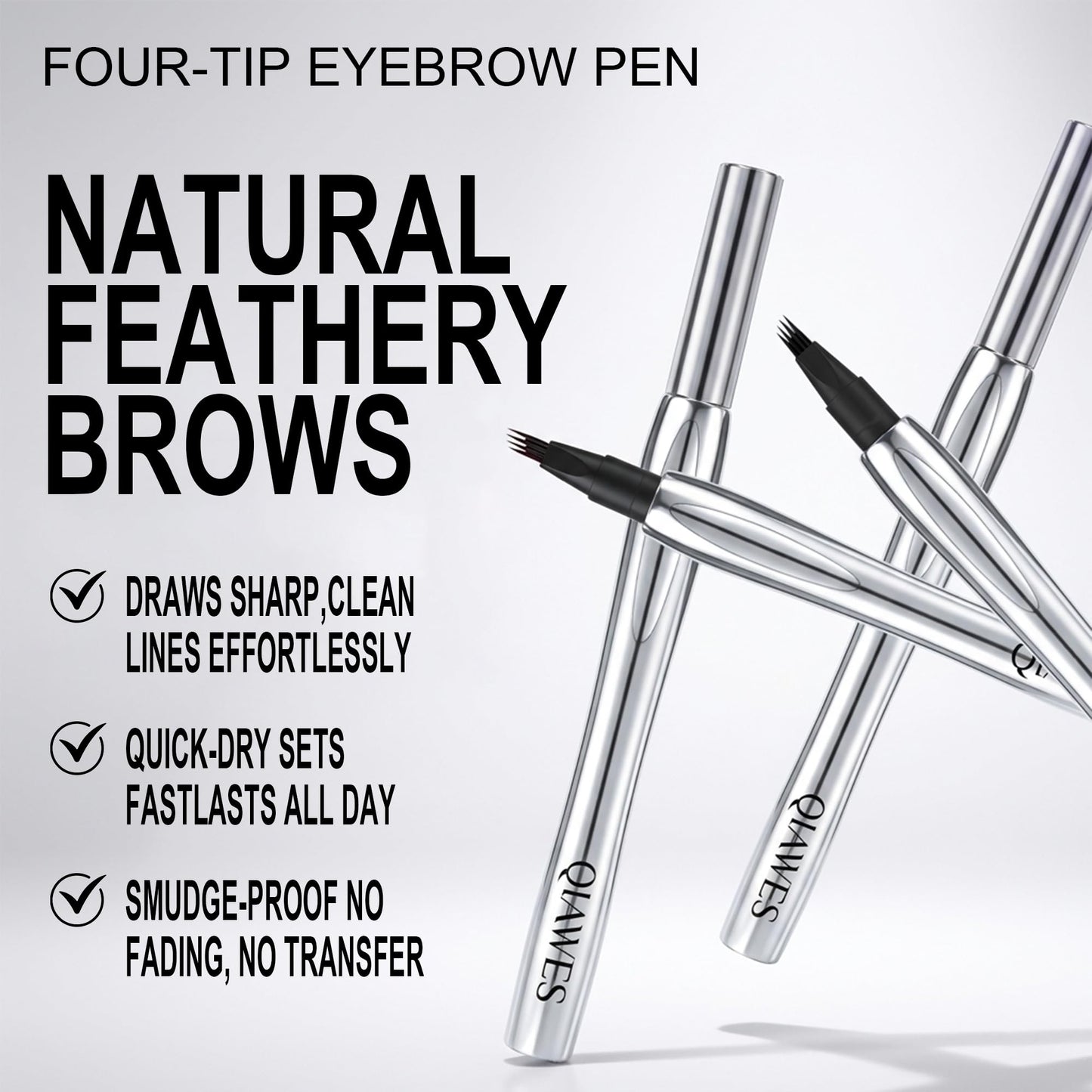 2 Pack Eyebrow Pen, Waterproof Microblading Eyebrow Pencil, 4 Tip Precise Eye Brow Makeup Pen for Women to Effortlessly Create Hair Like Natural Brows, Non Dry Out and Last All Day (Black & Brown)