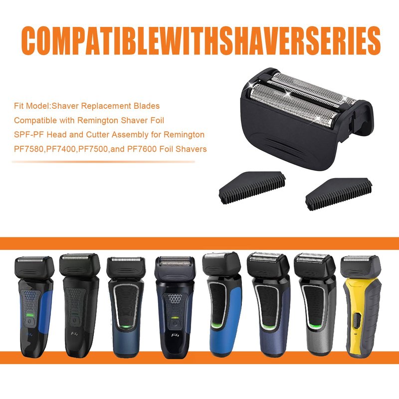 2PACK（BLACK）Replacement Head and Cutter Assembly Compatible with Remington PF7400, PF7500, and PF7600 Foil Shavers