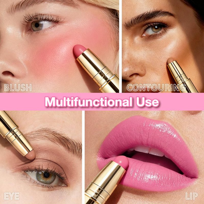 Contour Blush Multiuse Stick Makeup Set - Ultra-Creamy Vegan Bronzer & Highlighter | 3 Colors
