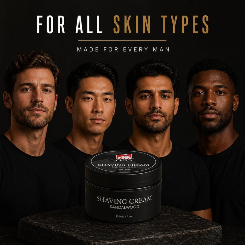 G.B.S Sandalwood Shaving Cream for Sensitive Skin, Hydrates, Nourishes for Close Smooth Shave, Protects Skin from Cuts, Bumps, Redness and Irritation (Pack of 3)