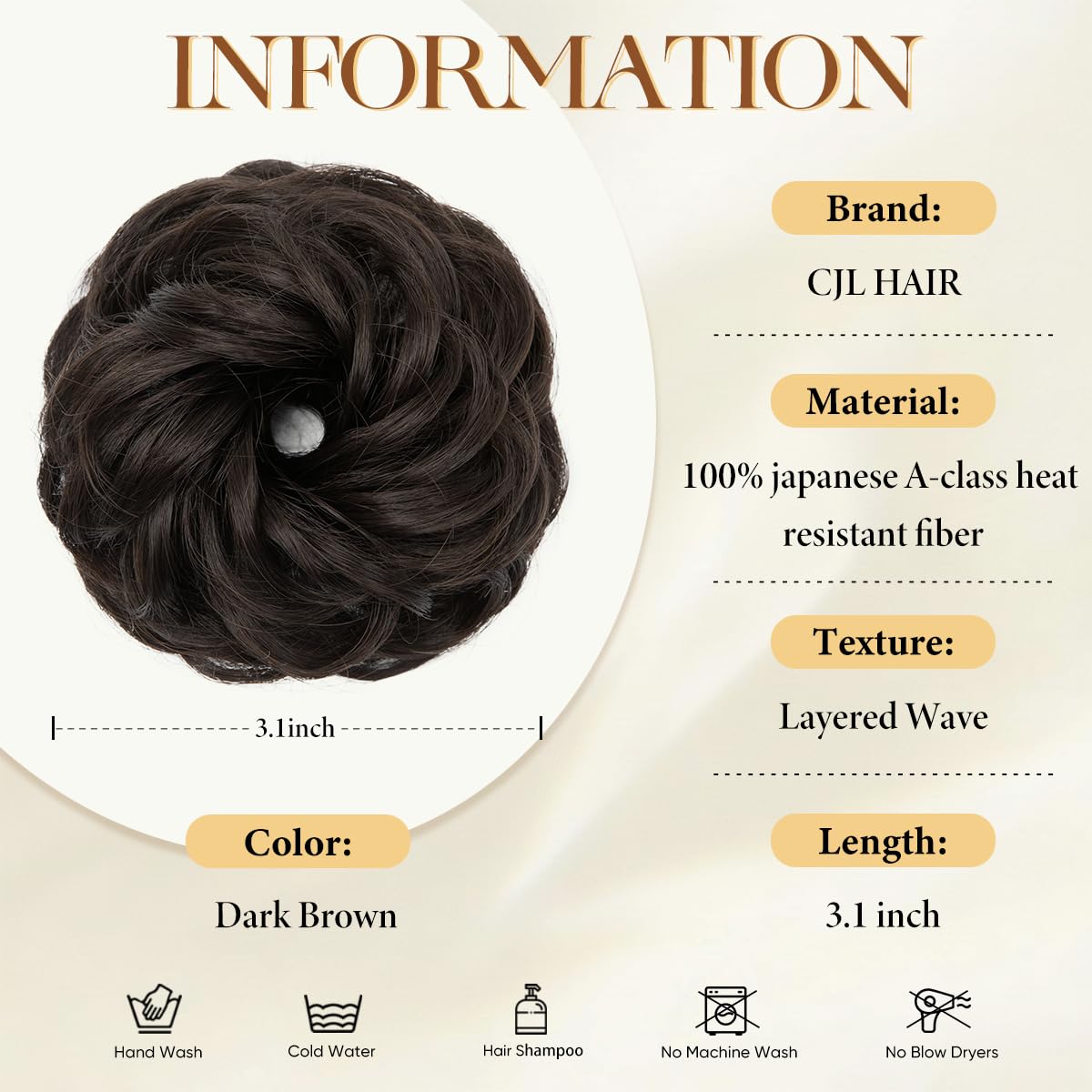 Small Messy Bun Hair Pieces for Women - Synthetic Curly Mini Scrunchies | 2PCs Dark Brown