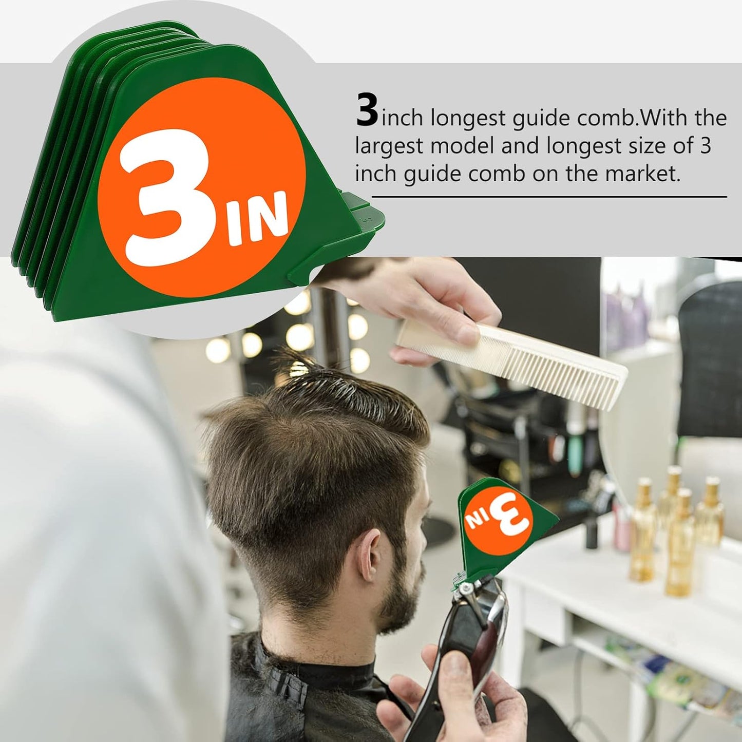 Hair Clipper Guards - Extra Long 3 Inch Guide Comb Set | 8-Piece Compatible with Wahl Clippers
