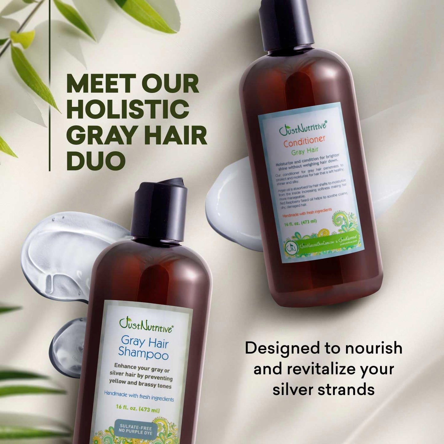 Gray Hair Shampoo and Conditioner Set - Natural Formula for Healthy Gray Hair | 16 oz Each
