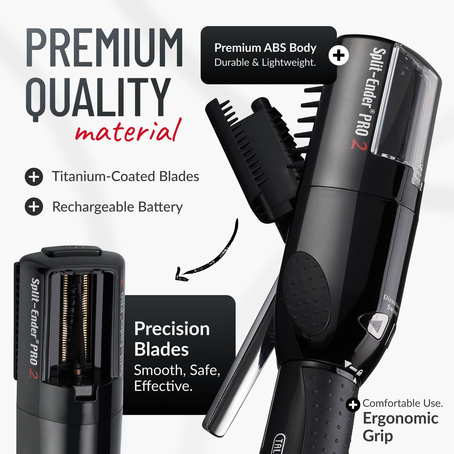 Split-Ender PRO - Original Professional Beauty Tool - Cordless Split End Hair Trimmer for Damaged, Dry, Brittle, Frizzy, Curly or Straight Hair