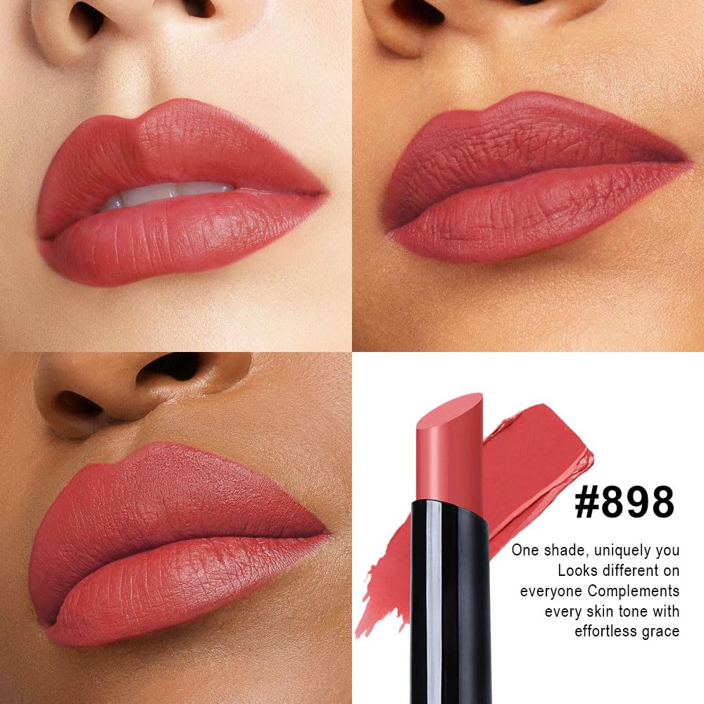 evpct Crimson Red Velvet Matte Lipstick, High Pigmented Slim Lipstick Long Lasting Waterproof for Women, Velvet Silky Lip Stick Stain Color Makeup Blendable 24 Hours Original Makeup Labiales, 898#