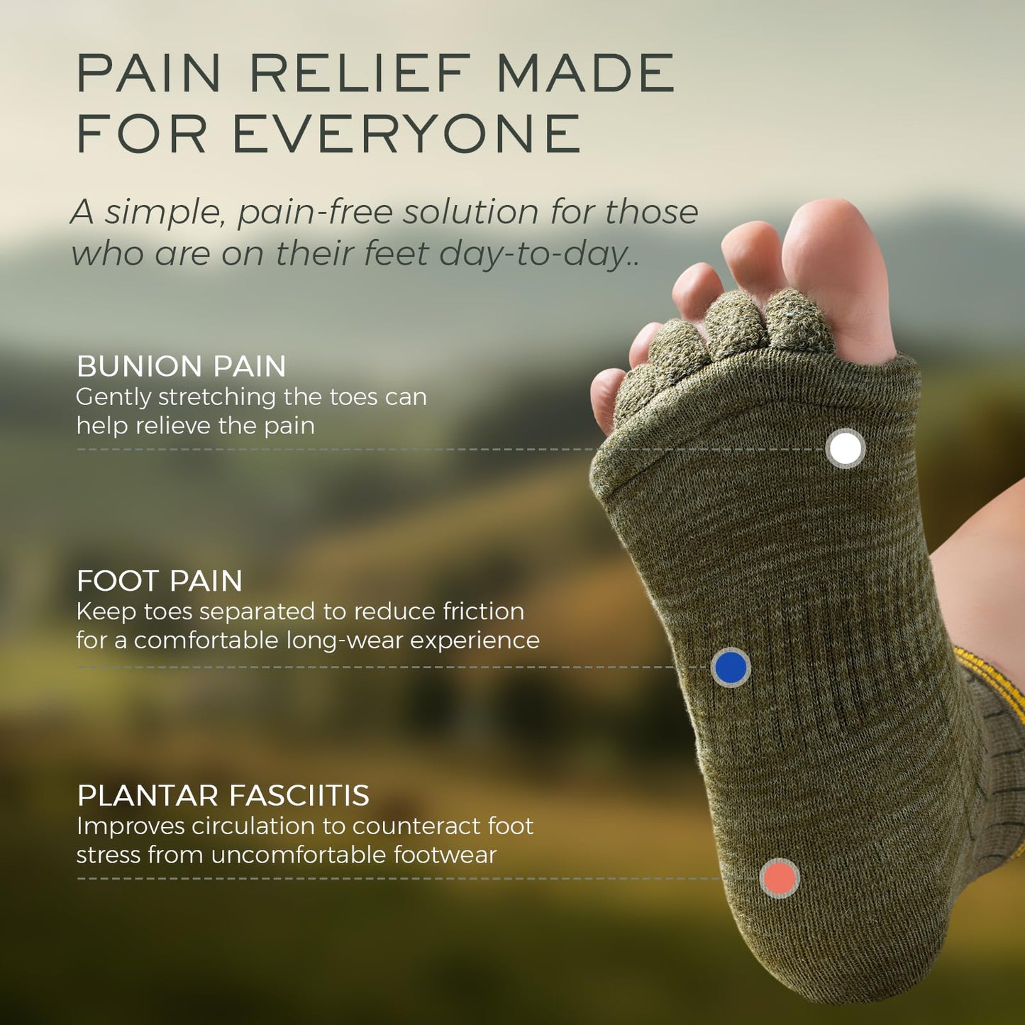 burning barefoot Toe Separator Socks,Foot Alignment Sock for Health Care, Pain Relief, Bunion Corrector, Breathable Toe Socks
