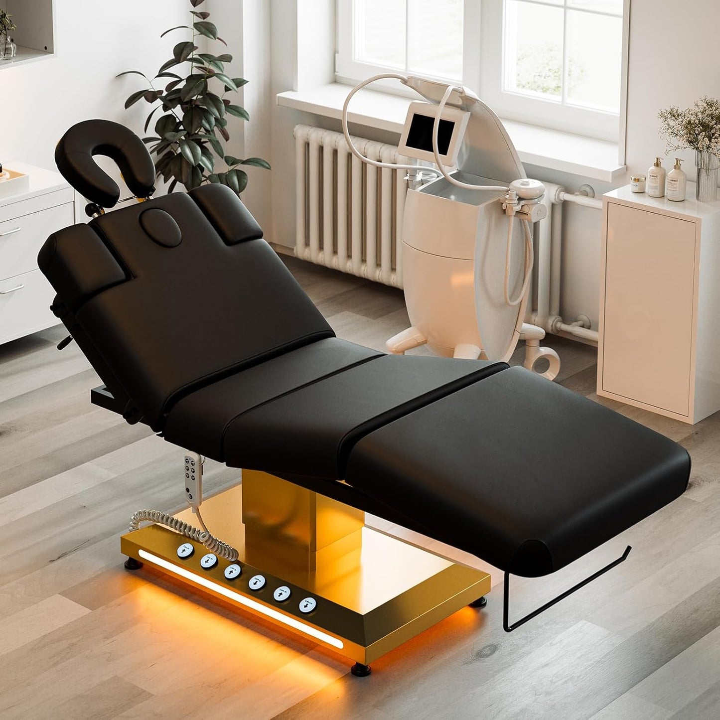 Professional Electric Spa Massage Treatment Table - Adjustable Medical Bed with Face Cradle | Black