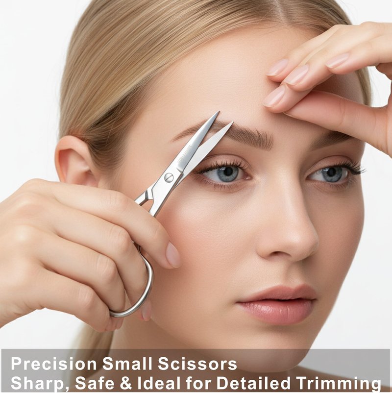 MIQUENYA 8 Pcs Eyebrow Kit, with Small Eyebrow Scissors with Comb,Eyebrow Razor Kit, Eyebrow Tweezers, Stainless Steel Nose Hair Scissors, Double-ended eyebrow Brush,Travel Size or Home, Gifts, Pink