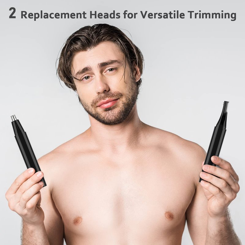 Dapsang Ear Nose Hair Trimmer for Men, Rechargeable Eyebrow Facial Hair Trimmer, Painless Waterproof Nose Clipper 2023 Professional Dual Blades Face Shaver (Black)
