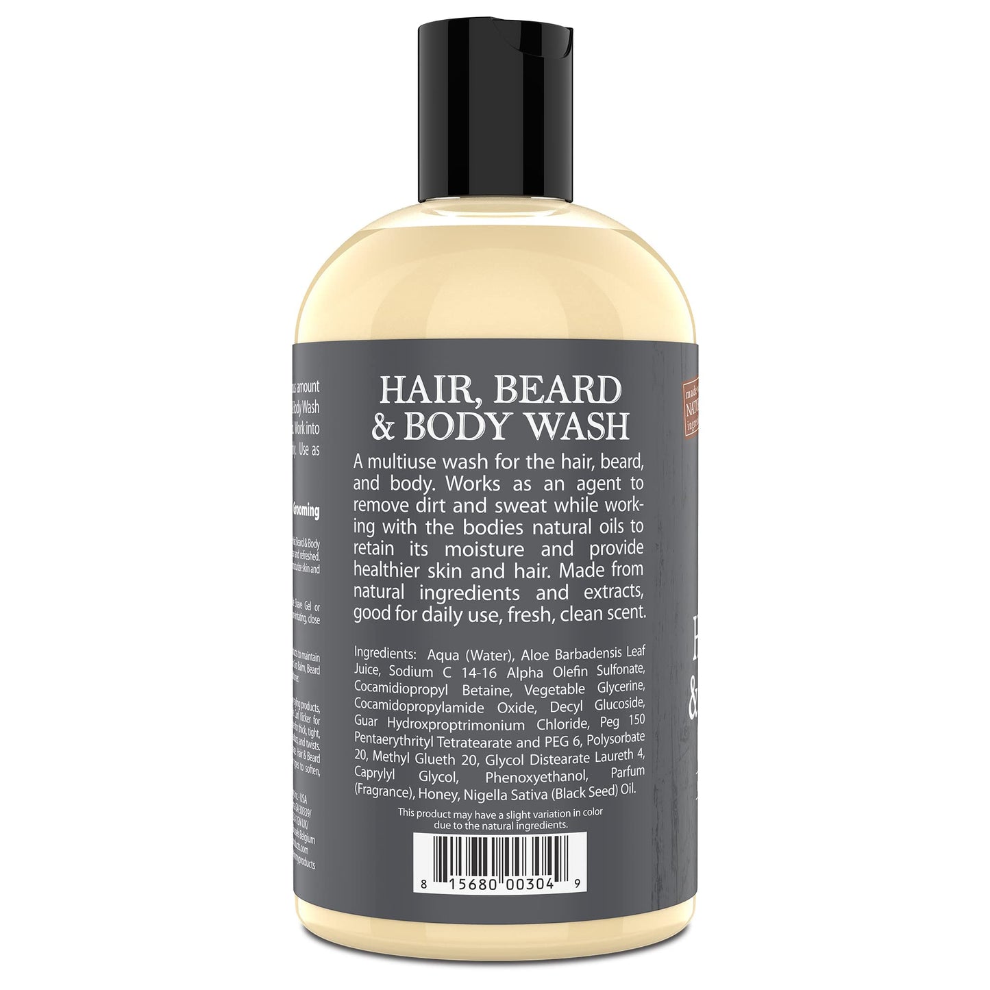 Uncle Jimmy Hair, Beard & Body Men's Wash | Sulfate Free, Paraben Free, with Naturally Derived Clean Ingredients Leaving Skin Soft and Hydrating 12 Fl Oz