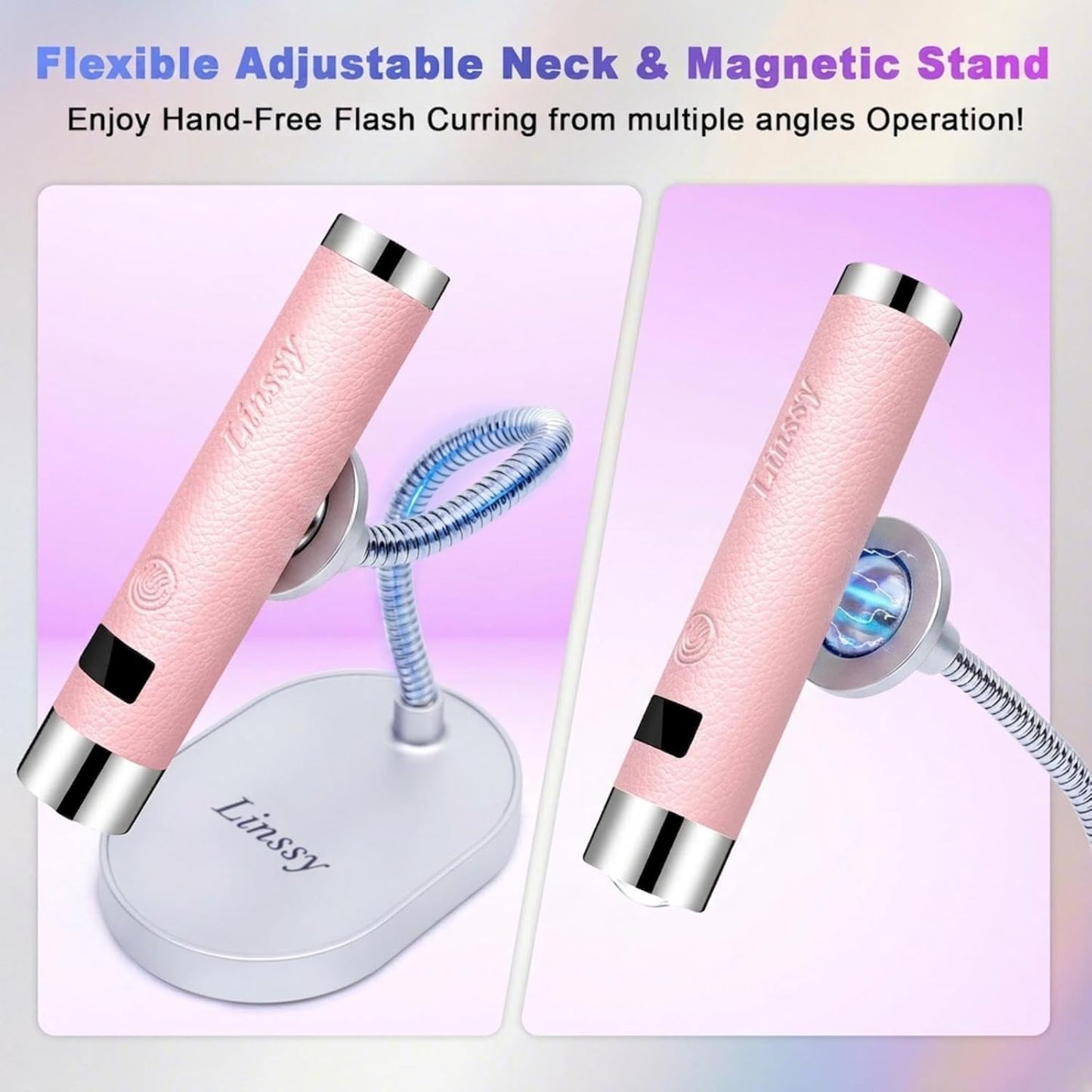 Mini UV Light for Nails - Portable Cordless Nail Lamp with Auto Sensor & Gooseneck Stand | Handheld Gel Curing Light