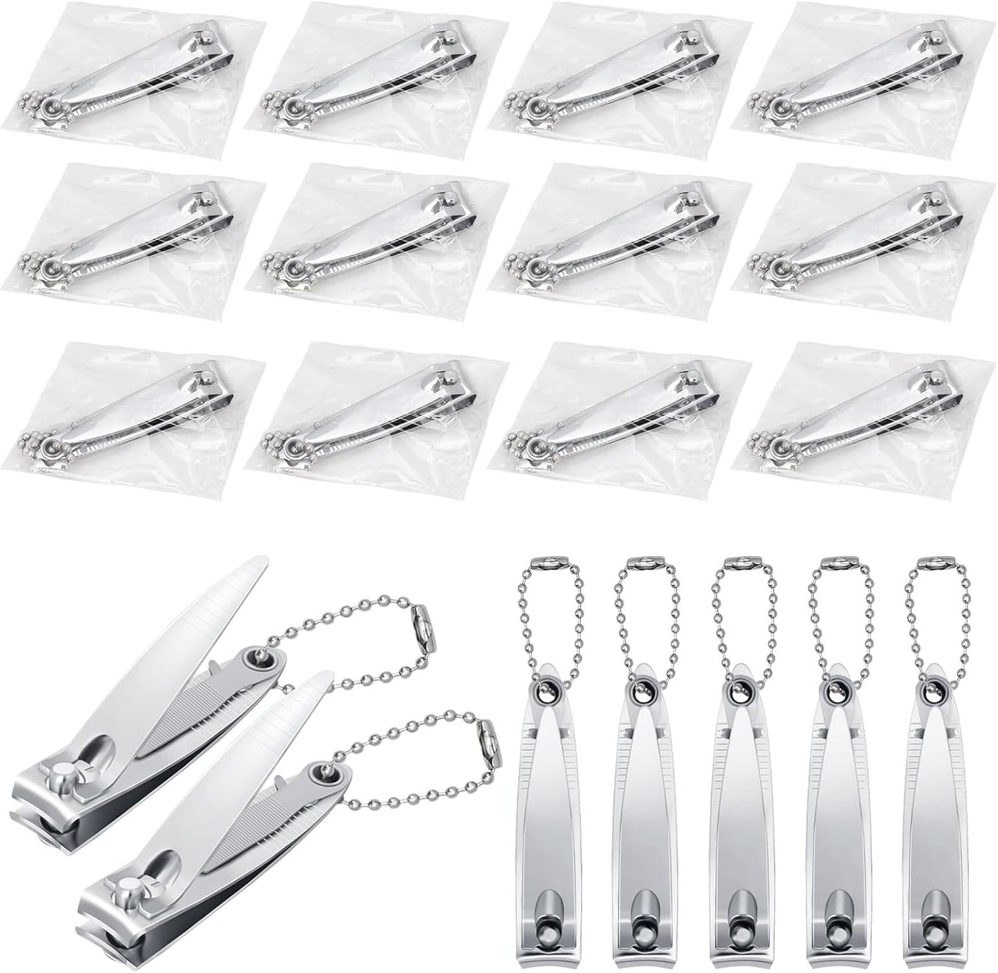 Nail Clippers Bulk - Fingernail Clippers with File | Individually Wrapped for Travel & Charities (50-Pack)
