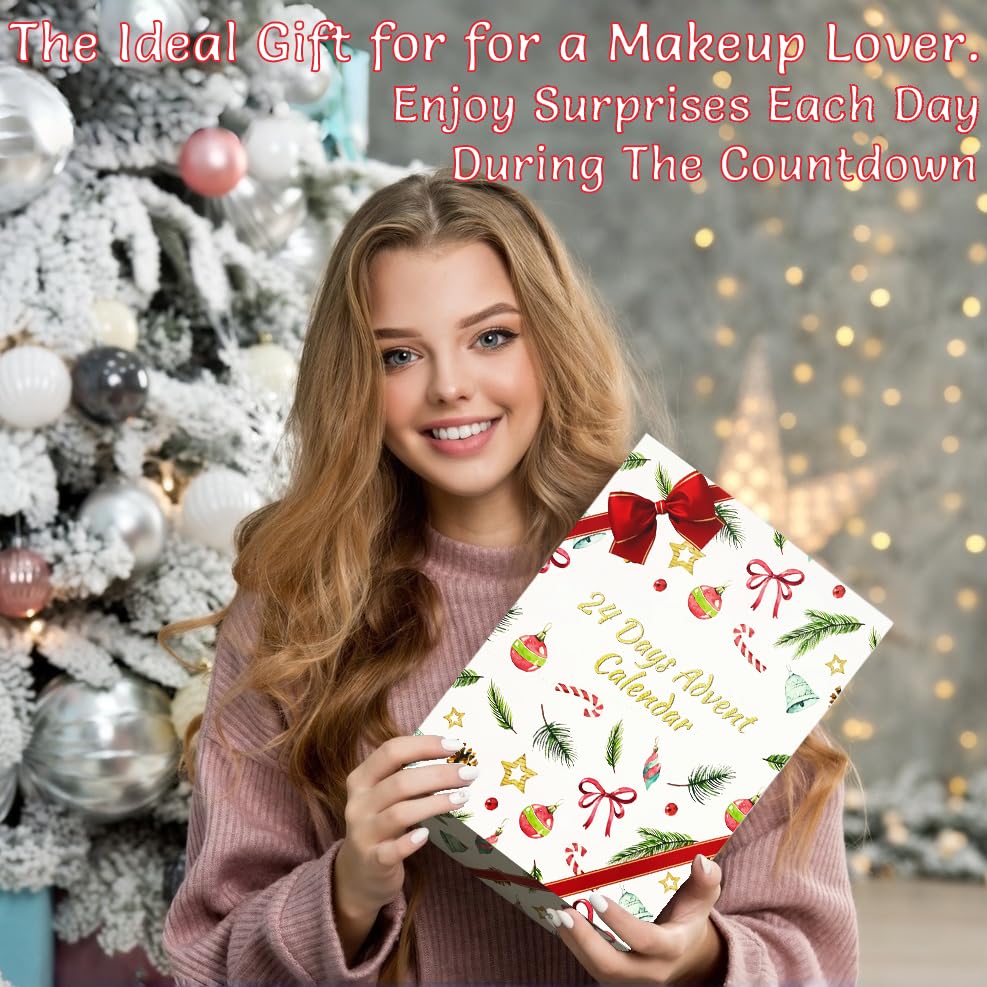 Makeup Advent Calendar 2025 - 24-Day Christmas Gift Set for Women & Teens | Holiday Countdown Kit