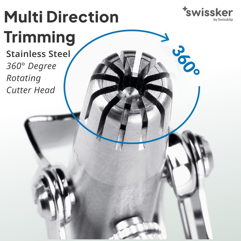 Swissklip Swissker Manual Nose Hair Trimmer for Men & Women - Precision Stainless Steel Ear Hair Remover - German Designed Grooming Tool with Rounded Safety Tip