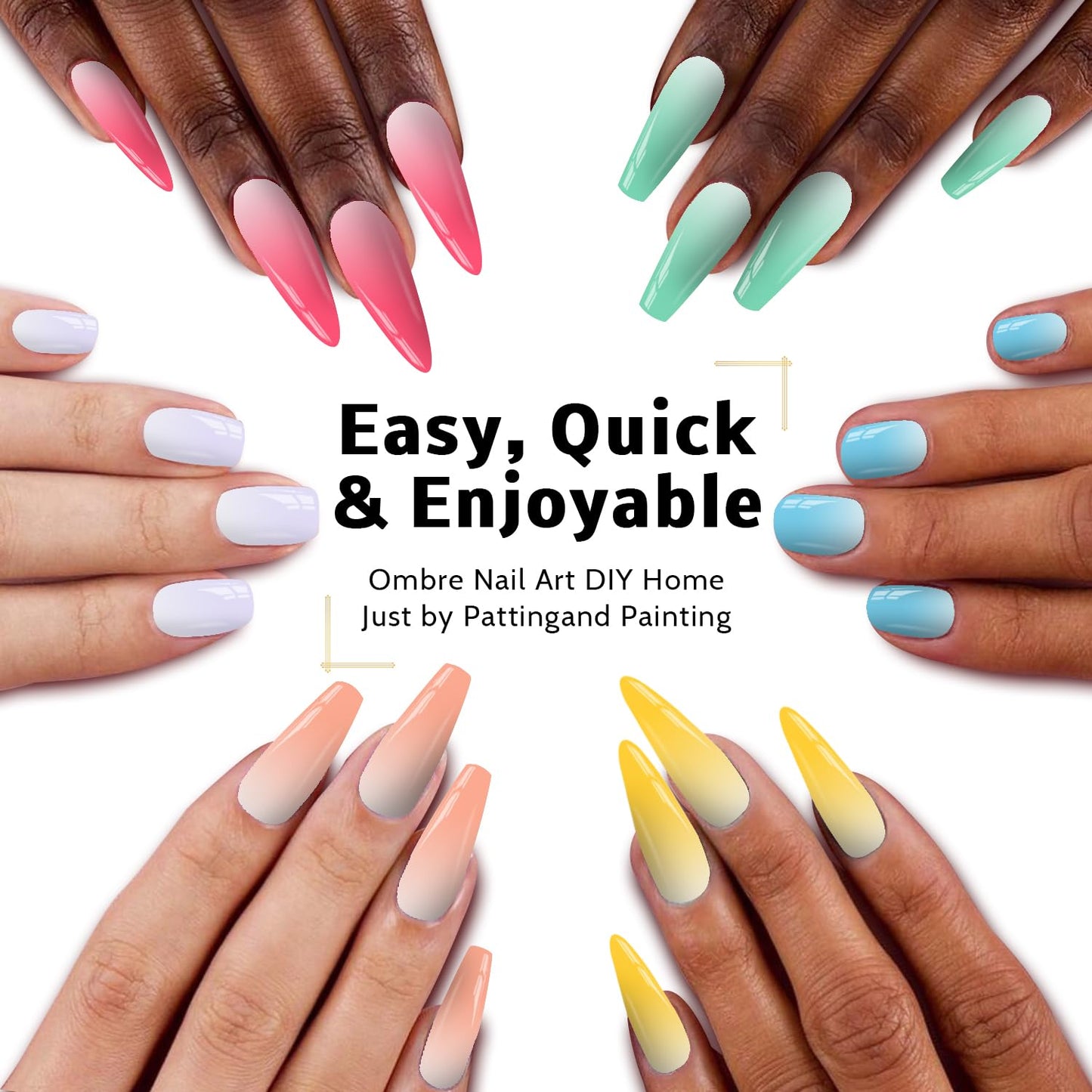 Sponges Pat Gel Nail Polish Palette, 24 Colors Blending Ombre Gel Polish Patting Gradient Painting Nails Art, No Wipe, UV/LED Cured, 100Sponges 1Grabber (Set A)