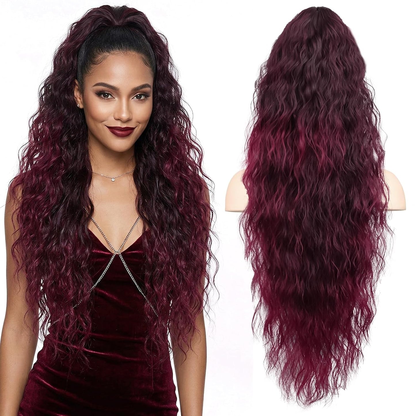 Claw Clip Ponytail Extension - 12 Inch Curly Synthetic Hair Extension | Chocolate Brown