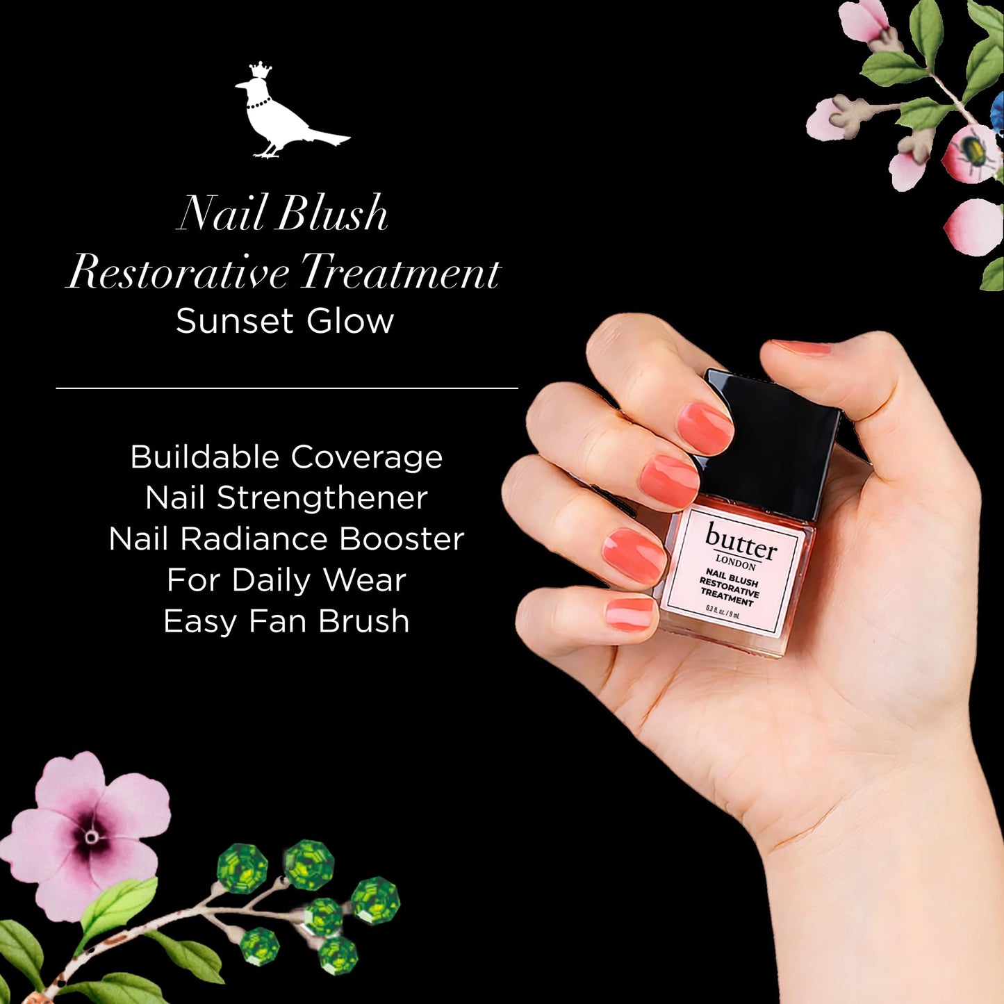butter LONDON Nail Blush Restorative Strengthener, Tinted Sheer Nail Treatment - Sheer Buildable Color & Strengthening Treatment for Damaged, Weak, Brittle & Overworked Nails - Sunset Glow