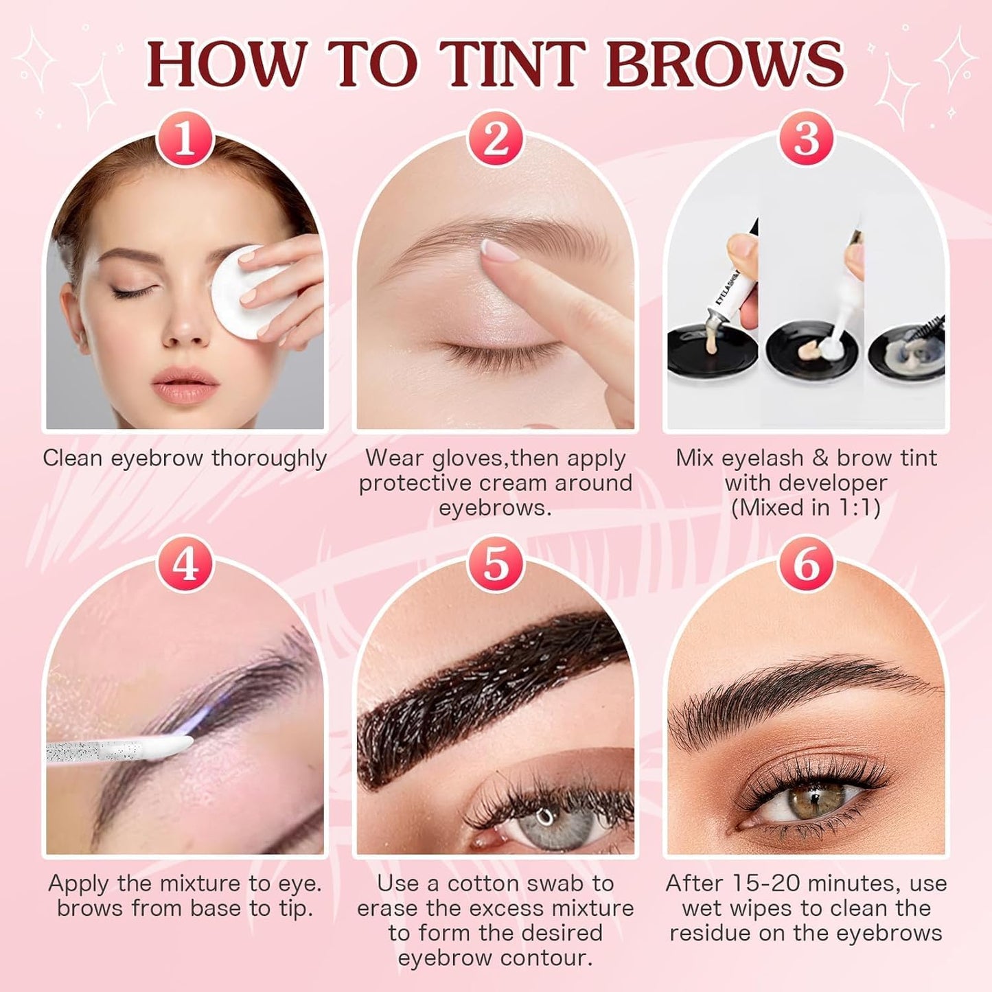 Eyelash & Eyebrow Color Kit,2 in 1 Professional Lash & Brow Color Kit Lash Color Kit with Brush Long Last Effect Up to 6 weeks,Natural,Safe & Easy Natural Brows Color DIY at Home (DARK BROWN)