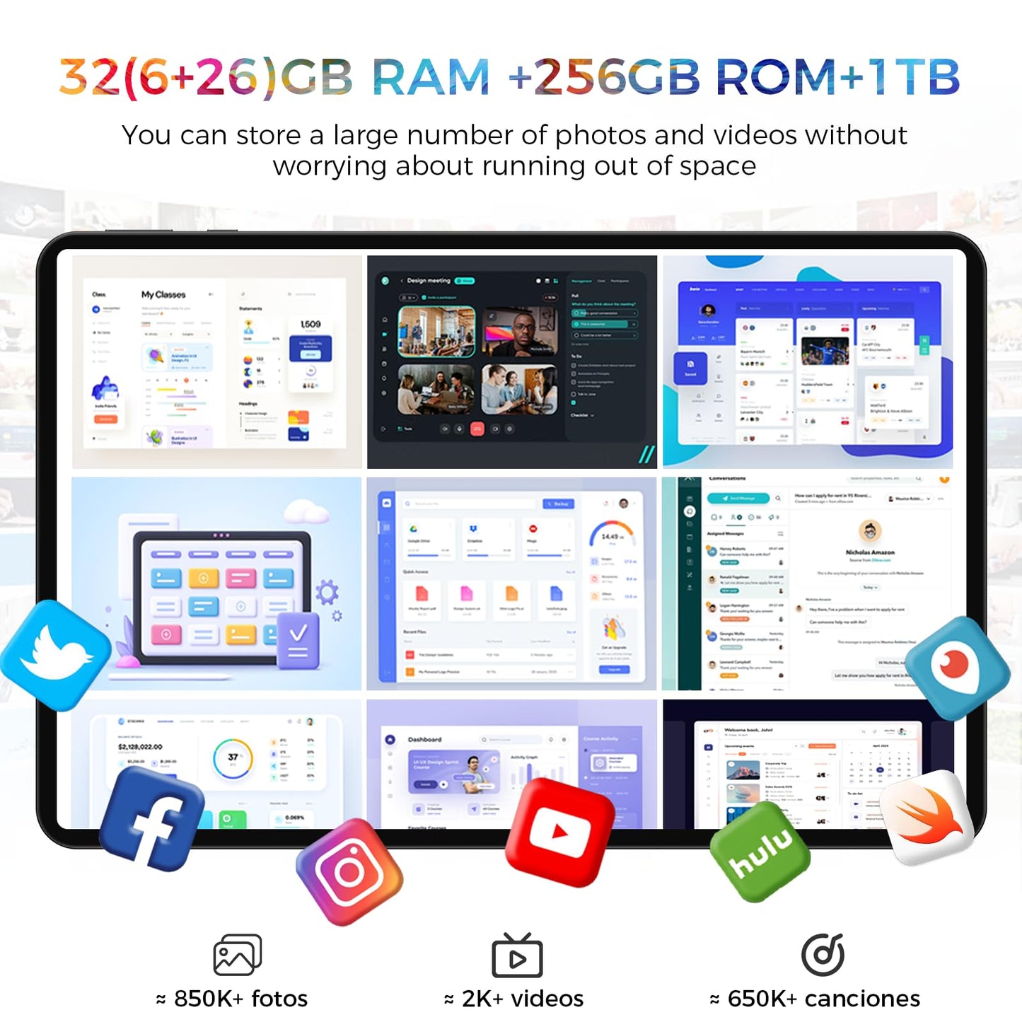 RebotAi Android 16 Tablet,13.4 inch Large Tablet with Octa-Core Processor, 32GB RAM + 256GB ROM, 10000mAh Battery,1920x1200 IPS, 2.4/5Ghz Dual WiFi/5+8MP/GPS/Gemini AI/Widevine L1, Case Included