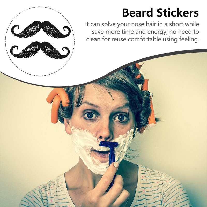 Healifty 20Pcs Beard Mustache Stickers for Nose Nose Facial Hair Removal Fake Mustaches Hair Removal Stickers