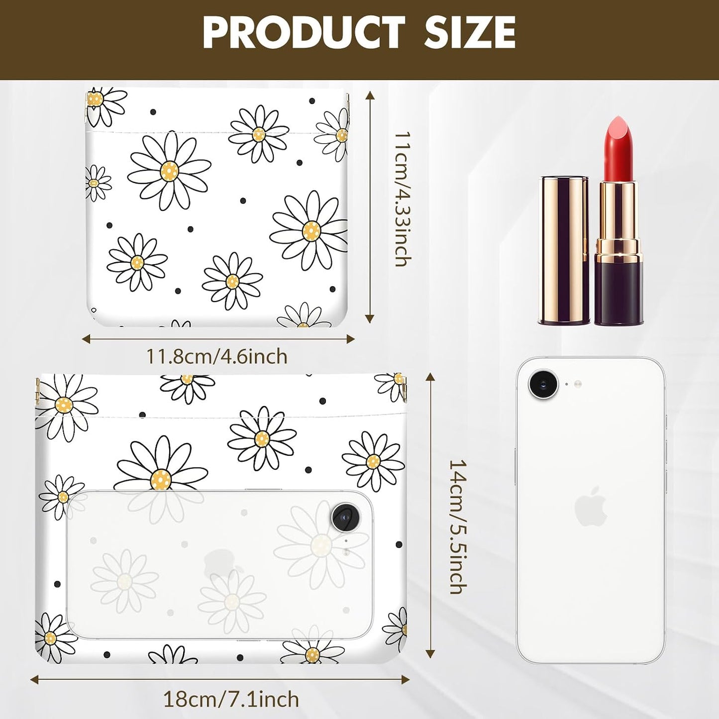 Small Makeup Bag Set - 2 PCS PU Leather Cosmetic Organizer | Portable Travel Toiletry Pouch for Women - Black Floral Design