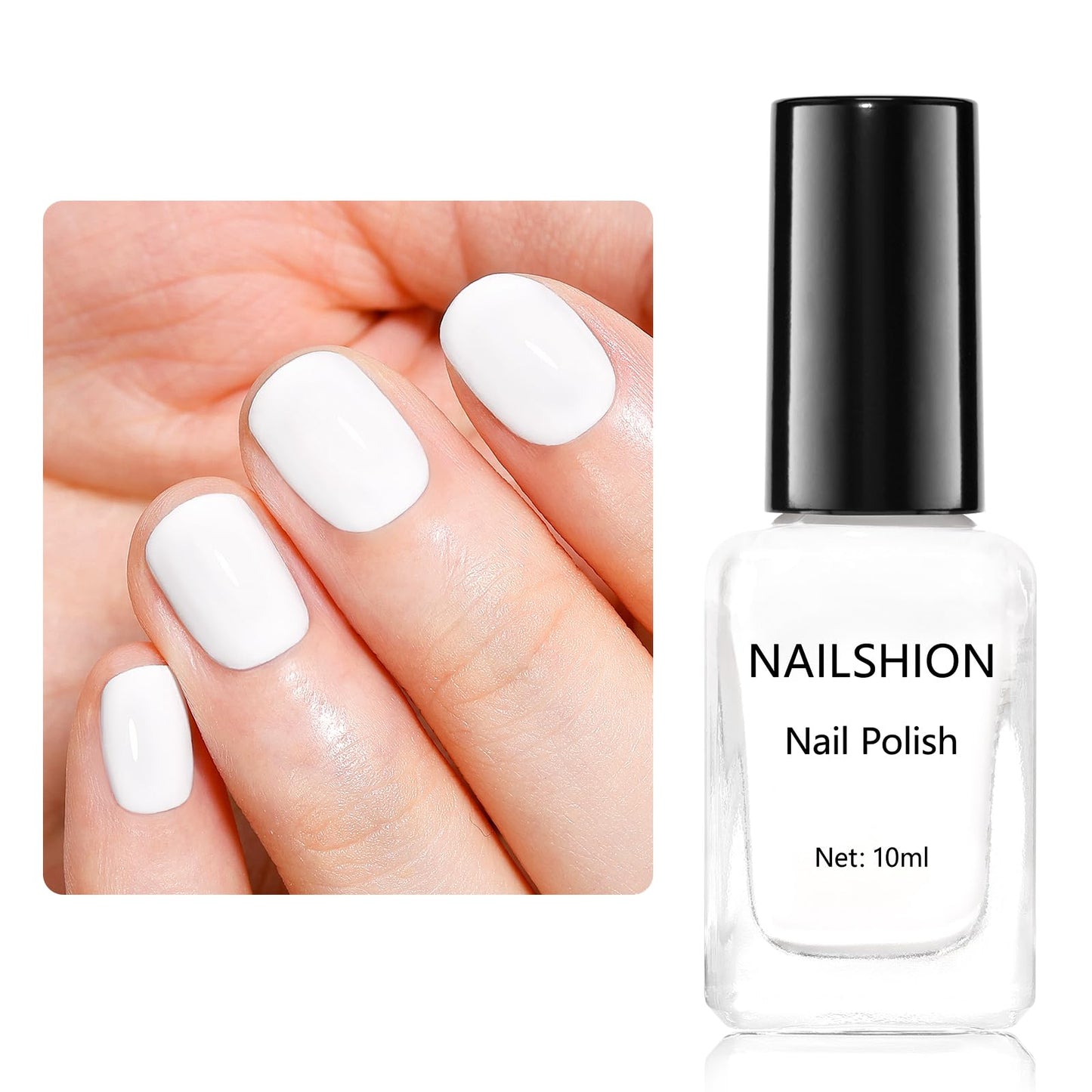 Nailshion White Nail Polish French Nail Art | Quick Dry Regular Nail Polish | 12-Free Vegan Rich in Castor Oil | Salon-Quality 108 Classic Snowy Toe Fingernail Polish DIY at Home