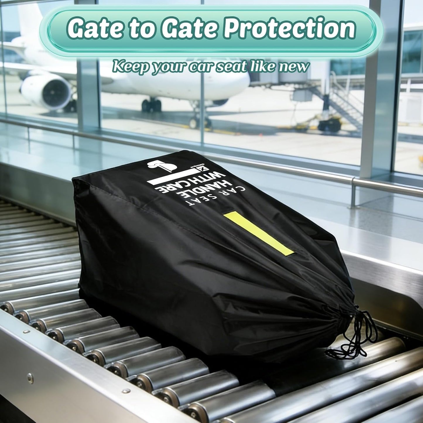 Car Seat Travel Bag for Airplane - Fits All Car Seats, Infant Carriers & Booster Seats | Essential Airplane Travel Gear