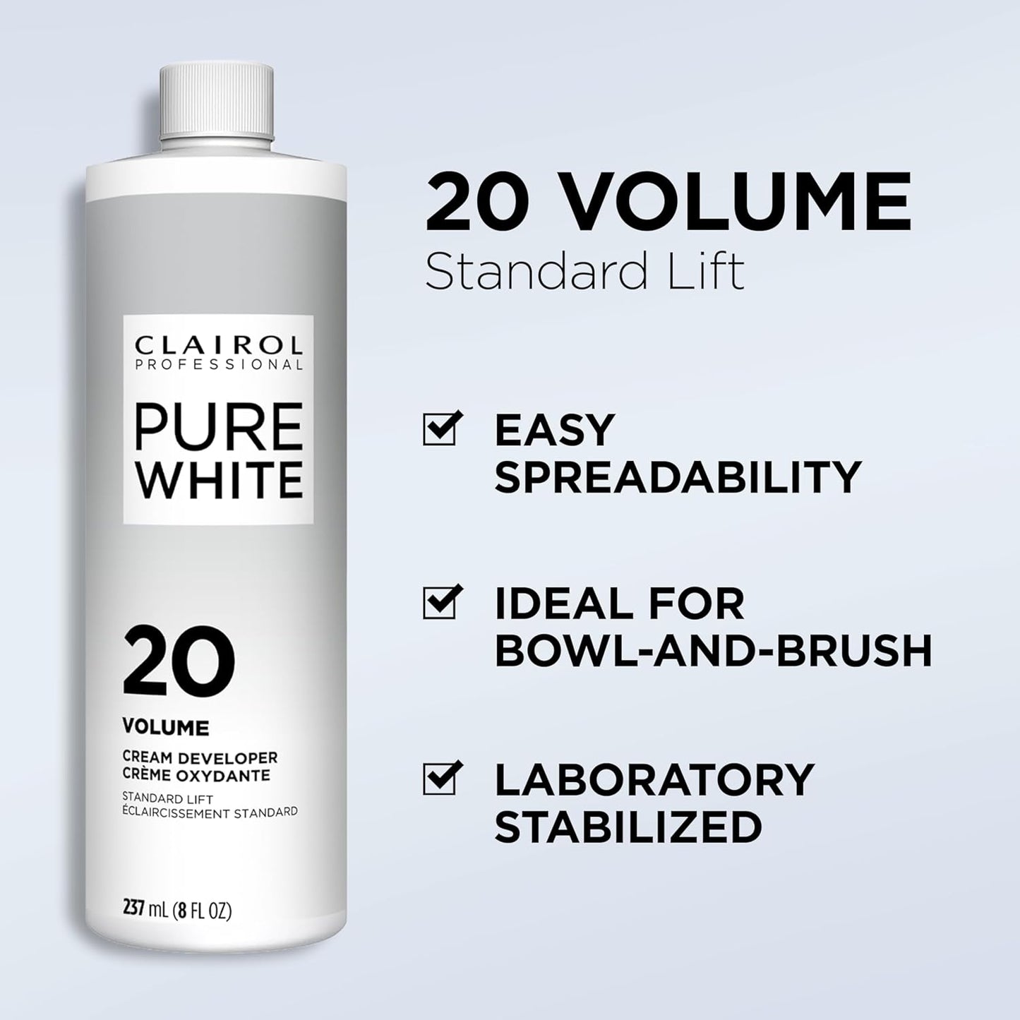 Clairol Professional Pure White 20 Volume Hair Developer - Lightening & Gray Coverage Solution