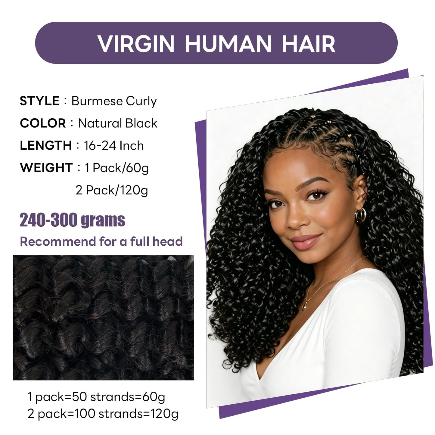 Burmese Curly Feather Crochet Human Hair for Women 16 Inch 60g Invisible Miracle Knots Curly Crochet Human Hair Bundles Pre-Separated Feather Human Hair Extensions Natural Black Human Crochet Hair