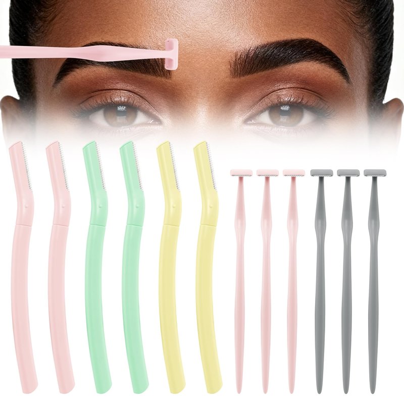 Eyebrow Razors w/Dermaplane Razors Set - Japanese Razors - Small Face Razors for Peach Fuzz and Fine Hair, Multipurpose Exfoliating Dermaplaning Tools for Men, 12 Packs