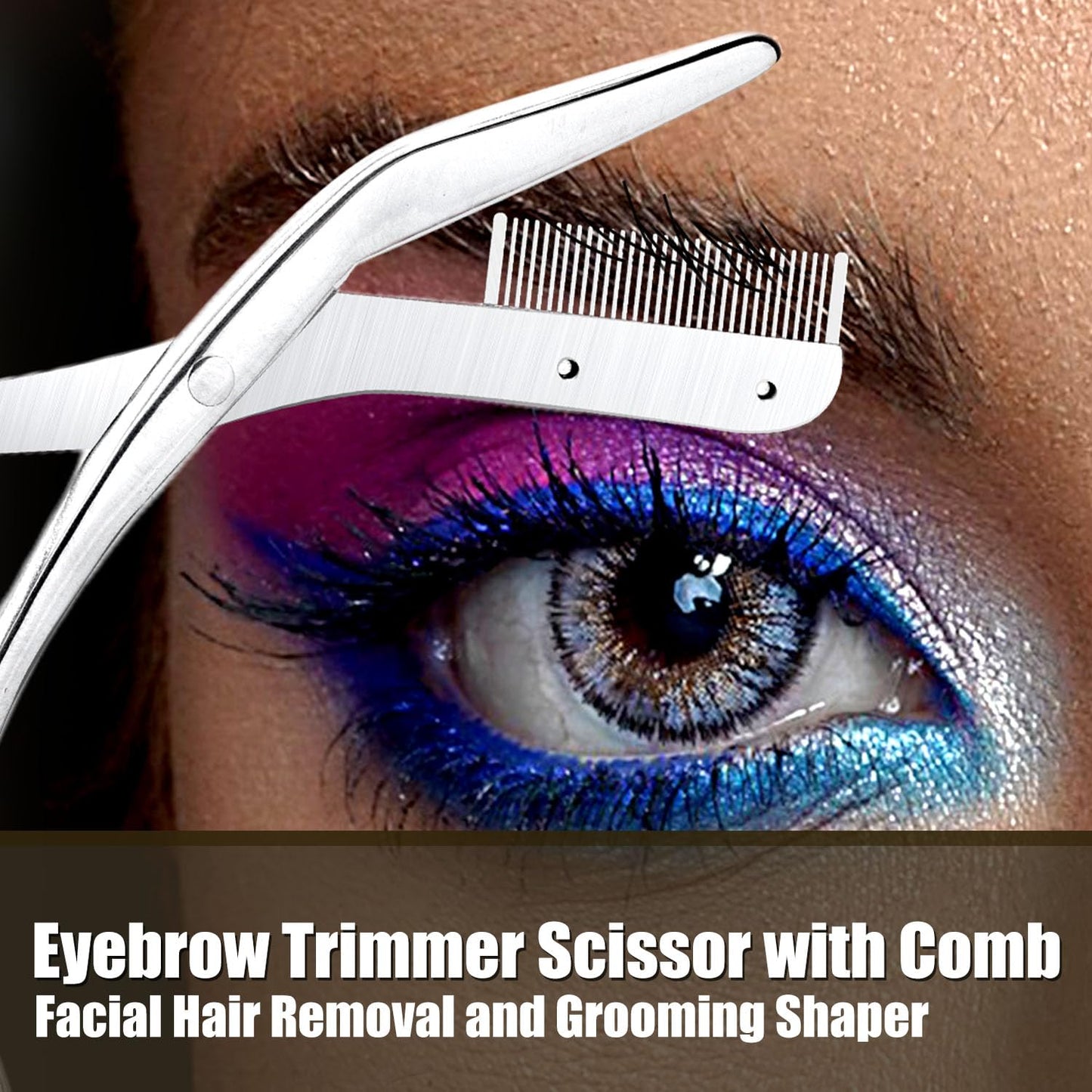 DINNAT Eyebrow Trimmer With Comb Facial Grooming Scissors Kit Professional Precision Eyebrow Trimmer Stainless Steel Eyebrow Trimmers Scissors with Combs Perfect For Gifts for Men and Women (Pink)