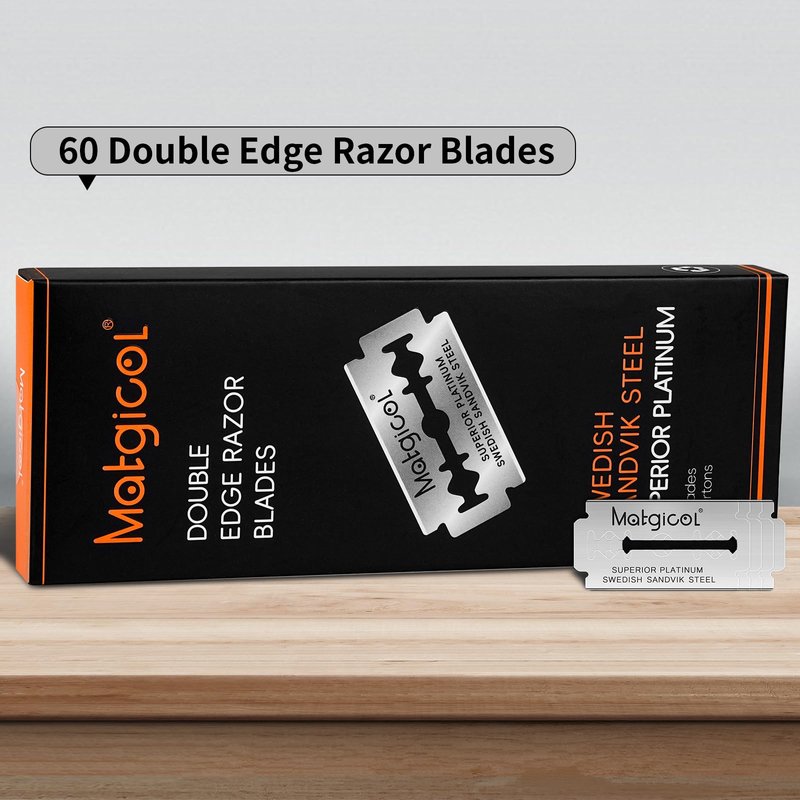 Double Edge Safety Razor Blades - 60 Count Premium Platinum Swedish Steel Blades for Men & Women’s Razors – Long-Lasting Precision Shaving Blades for Smooth, Comfortable & Close Shaves