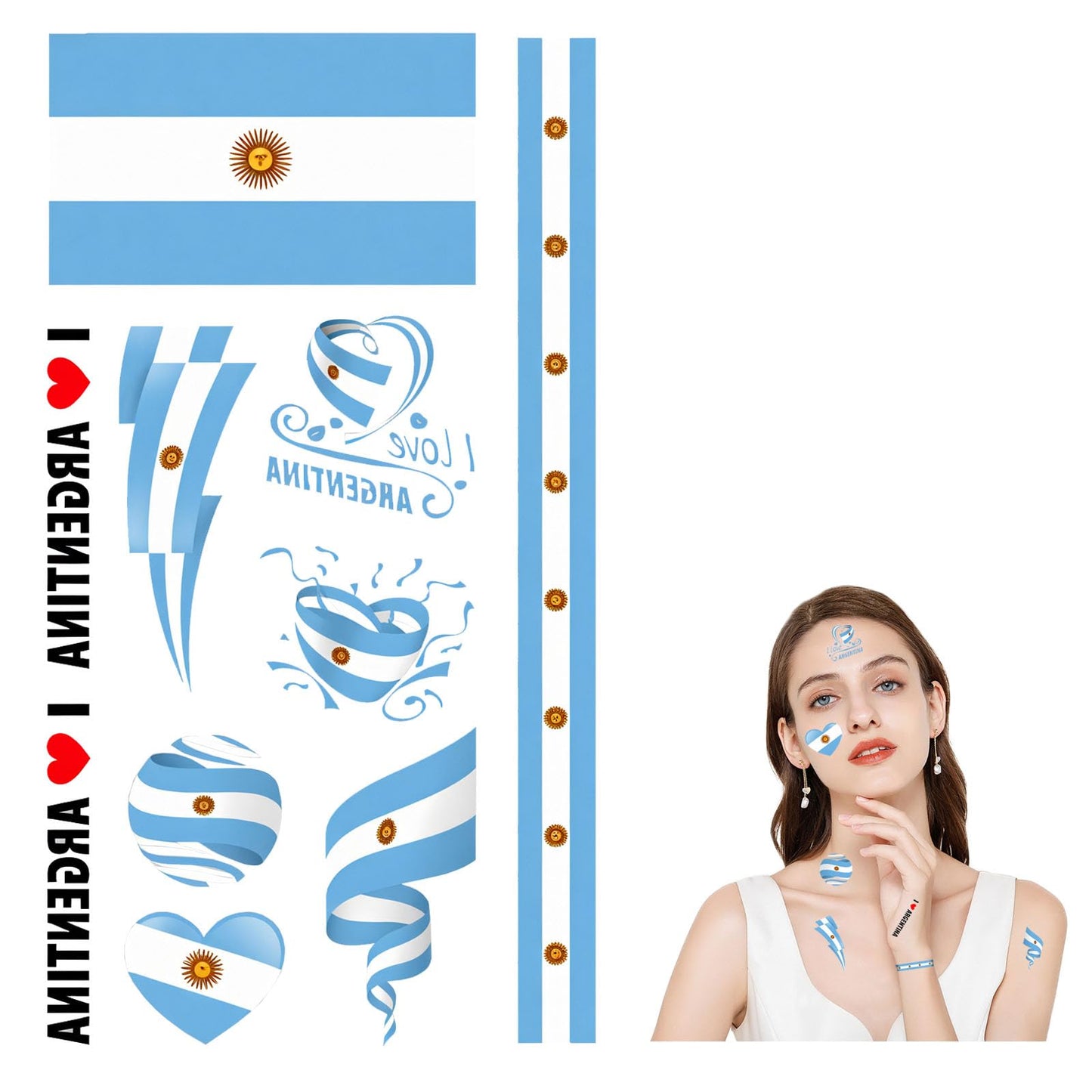 110 Pcs World Flag Temporary Tattoos Stickers, Waterproof Mixed Styles Flags Face Tattoos for Football Soccer Games and Parties