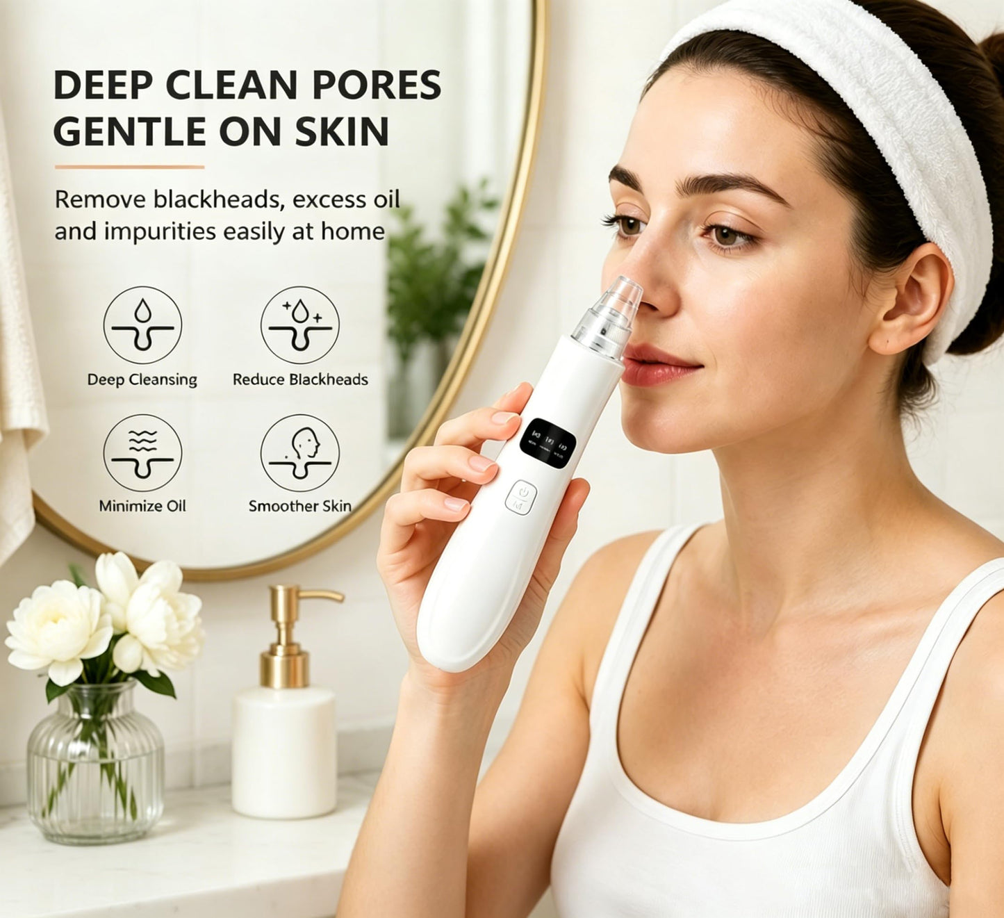 Blackhead Remover Pore Vacuum,Facial Pore Cleaner-3 Suction Power, 5 Interchangeable Heads, Facial Pore Cleaner Kit Electric Extractor Tool for Women and Men, Home Skincare Gift