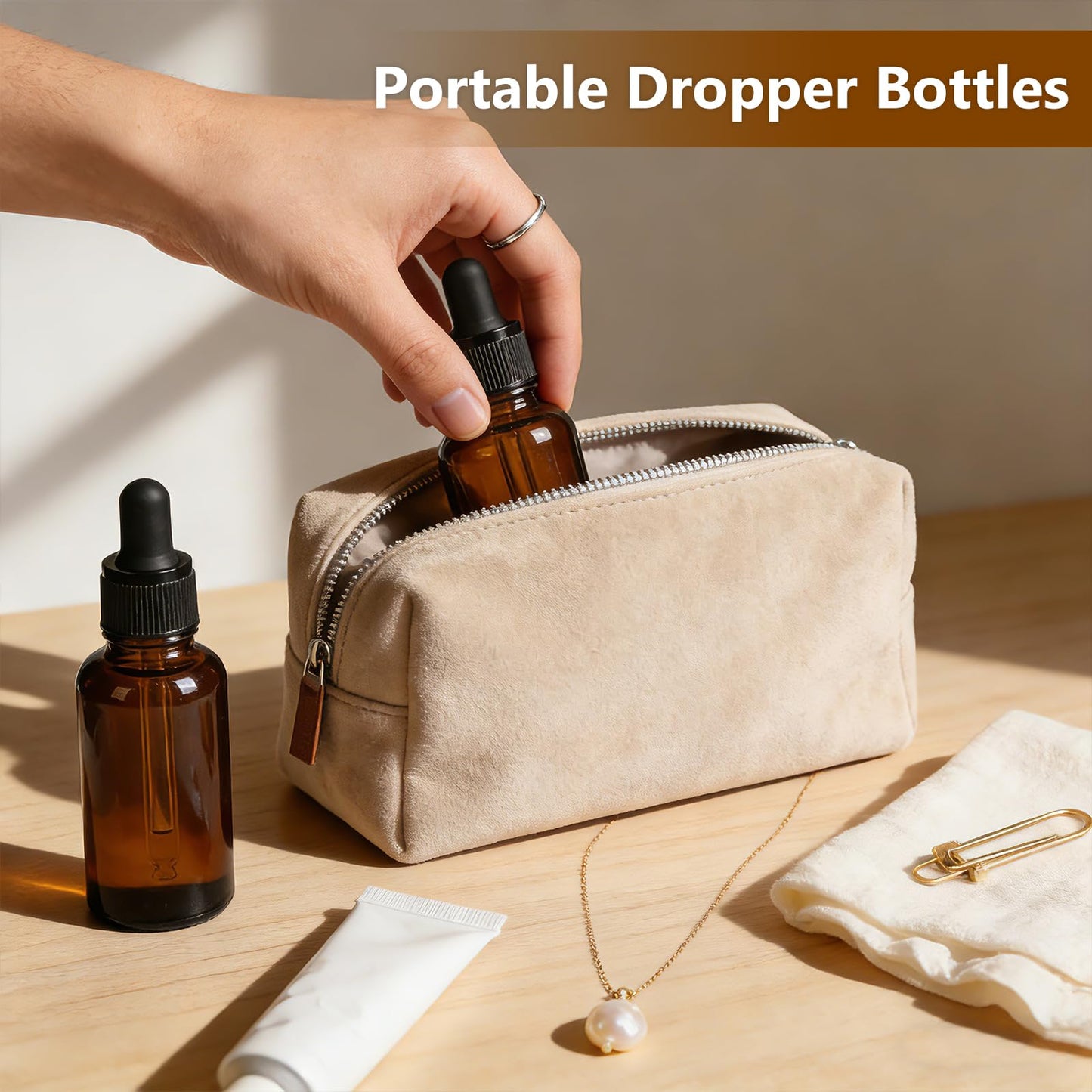 turvono 48 Pack 2oz Amber Glass Dropper Bottles, 60ml Leakproof Eye Dropper Bottles with Glass Droppers for Essential Oils, Tinctures, Serum, Hair Oil & Travel Liquids