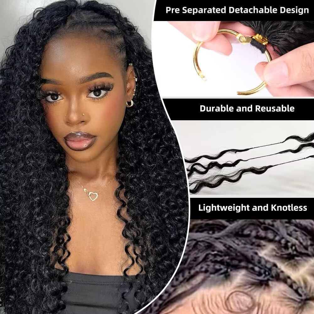 Burmese Curly Crochet Human Hair Pre Looped 120 grams Feather Human Crochet Hair Extensions Invisible Pre-Separated Knotless 100% Virgin Human Hair Crochet Bundles 100 Strands 16 Inch